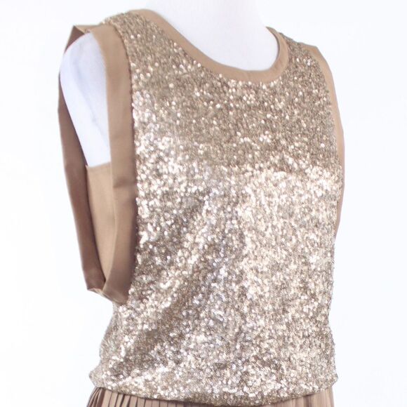 Khaki gold C.LUCE sleeveless blouse dress S - Picture 4 of 8